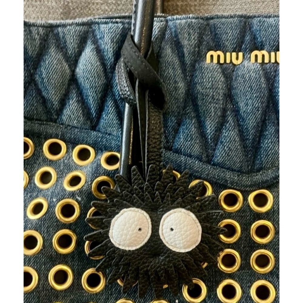 NEW Bag Charm Soot Sprite Dust Bunny Black Leather Keychain Eyes Spirited Away